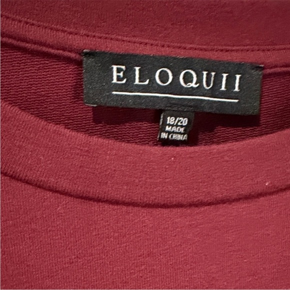 Eloquii Women's Wine Button-Sleeve Sweatshirt - Picture 6 of 6